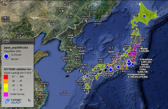 Real-Time Map of Japanese Radiation Levels, Wind Patterns And Tokyo ...